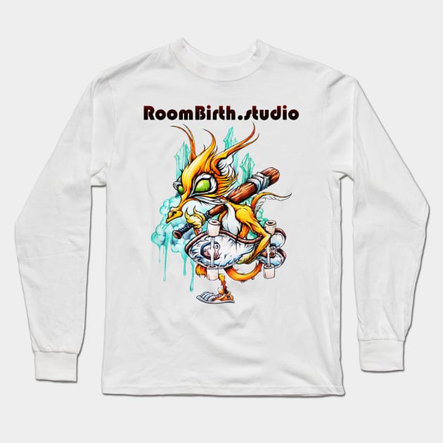 skater fox t-shirt 1 Long Sleeve T-Shirt by roombirth